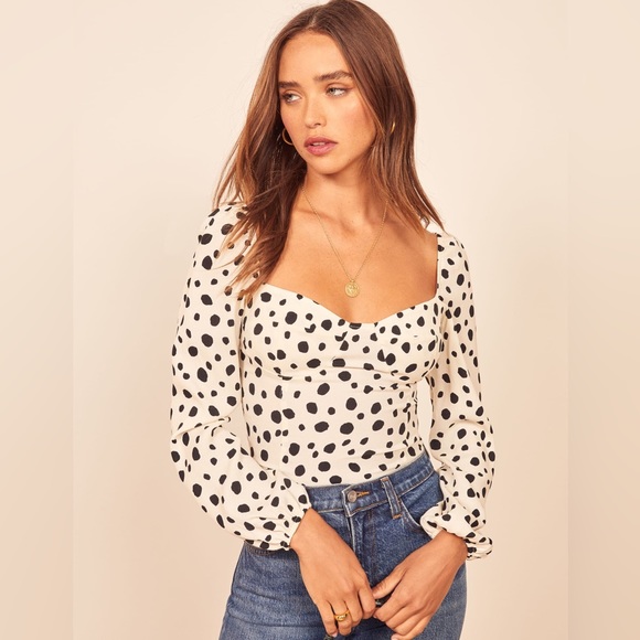 Reformation Reign Top in Ink Blot size 8 - Picture 5 of 9